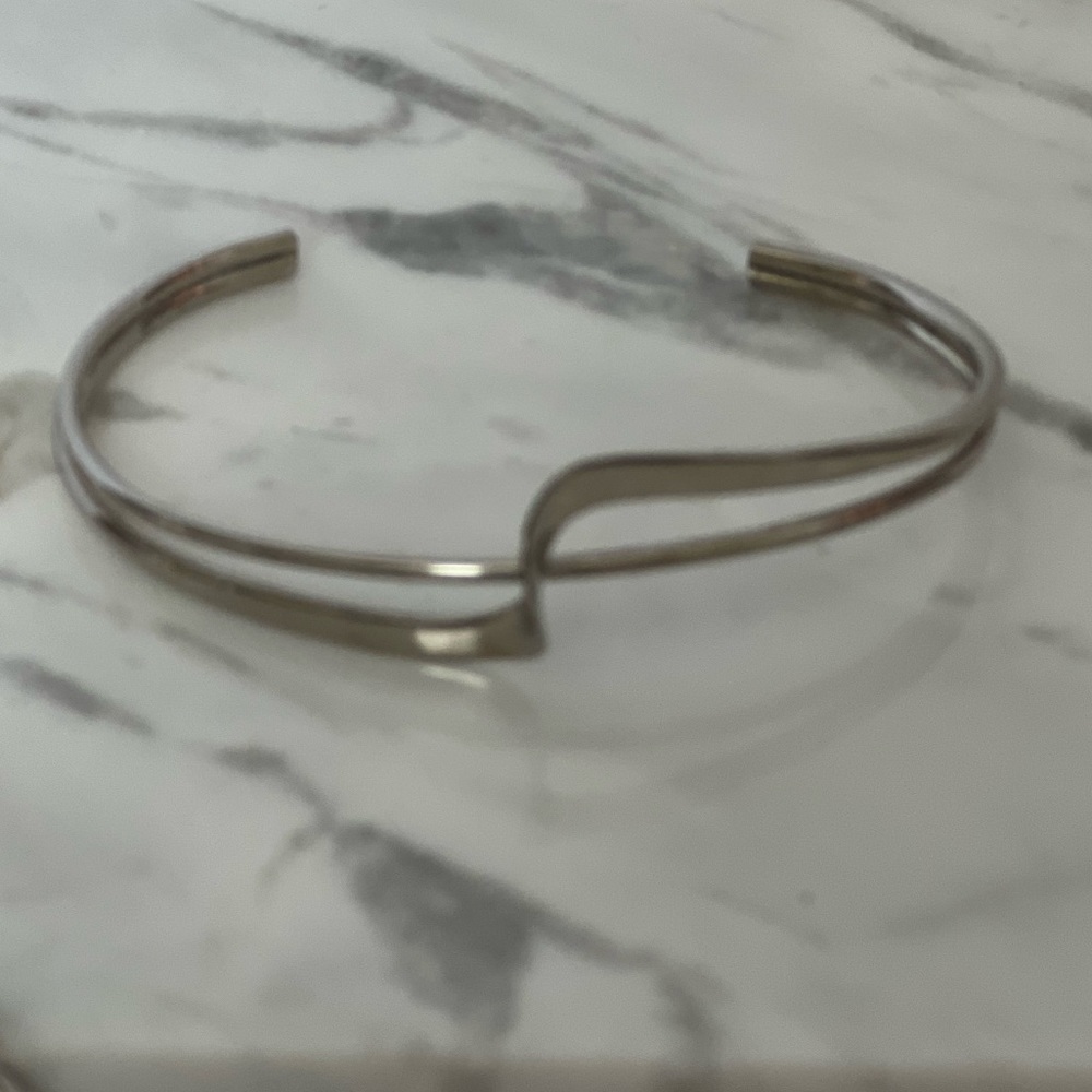 Sterling Silver .925 Double Wave Wrap Bracelet - image 2